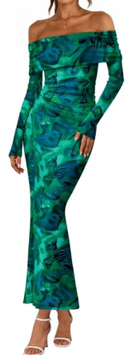 LILLUSORY Womens Off The Shoulder Floral Dress Fall Wedding Guest Dresses