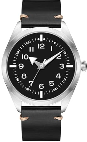 Boyarca Montre de pilote pour homme - Mouvement automatique japonais - Boîtier en acier inoxydable - Montre flieger avec éclairage étanche