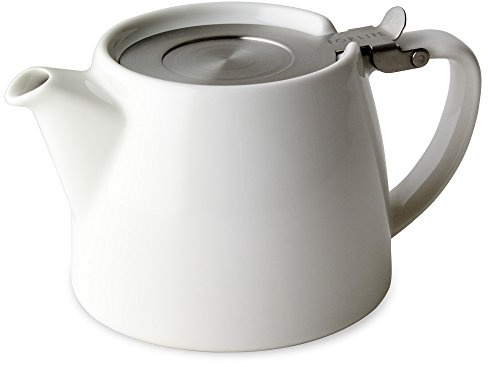 FORLIFE Stump Teapot with SLS Lid and Infuser, 18-Ounce, White