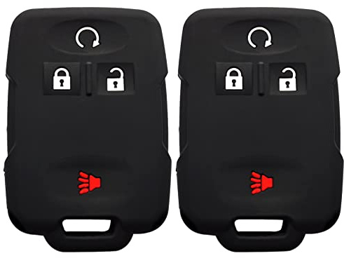 2Pcs Coolbestda Rubber Smart Key Fob Remote Cover Case Protector Pouch Keyless Jacket for 2019 2020 2021 Chevrolet Silverado 1500 2500 Colorado Tahoe Suburban GMC Sierra Yukon Canyon Cadillac