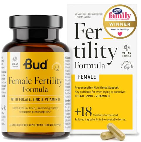 Bud Female Fertility Supplements for Women - Trying to Conceive Vitamins for Women with Folate (Folic Acid), Zinc, Vitamin D and Inositol - Conception Vitamins (60 Capsules)