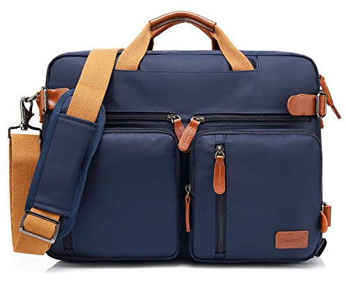 CoolBELL Convertible Backpack Messenger Shoulder Bag Laptop Case Handbag Business Briefcase Multi-Functional Travel Rucksack Fits 15.6 Inch Laptop for Men/Women (Blue)