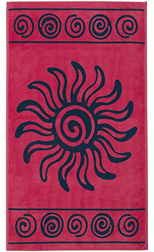 Delindo Lifestyle® Toalla de Playa Tropical Sol Rojo, 100% algodón, Hecho de algodón Egipcio, 100x180 cm Grandes