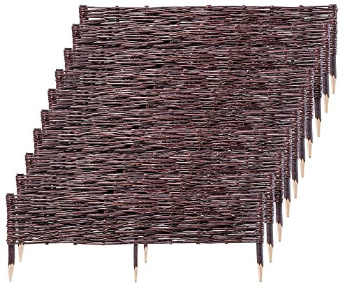 KADAX Palissades en Osier Naturel pour Jardin, Clôtures Décoratives pour Délimiter, Orner et Sublimer Votre Espace Exterieur (100 x 20 cm, Lot de 10)