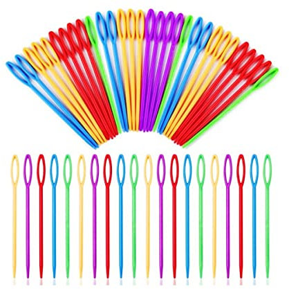 YSTrillion 100 PCS Plastic Sewing Needles, Kunststoff Nähnadeln,100 Stück Kunststoff Nähnadeln Webnadeln für Kinder,Großem öhr Plastik Nadeln für DIY Handnähen,Kunsthandwerk 7Cm
