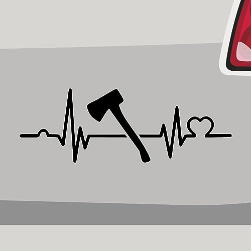 Stickerfreaks Autocollant en Vinyle Motif Hache avec Battement de c ur Motif Hache de Pompiers - Dimensions : 14 x 5 cm (M) - Couleur : 40 Violet