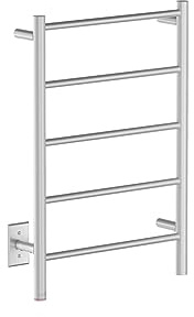 Natural 5 Bar 20inch Straight Heated Towel Rack with PTSelect Switch - Brushed Stainless Steel