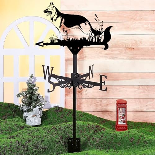 Weather Vane for Roof Metal Weathervane German Shepherd Shepherd Dog Wind Direction Indicators Wind Vane Weathercock for Outdoor Garden Yard Barn