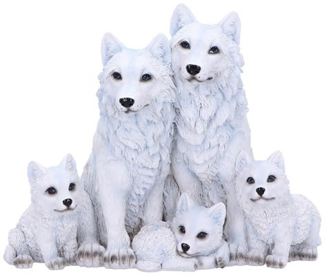 Nemesis Now Protected Pups Figurine 19cm, Resin, White, Wolf Family Figure, White Wolf Family Ornament, Collectable Wolf Giftware, Cast in the Finest Resin, Expertly Hand-Painted, U6735A24