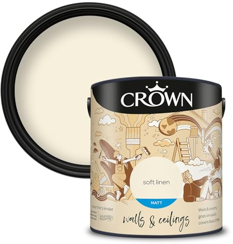 Crown Walls & Ceilings Matt Emulsion Paint, Size 2.5L, Soft Linen