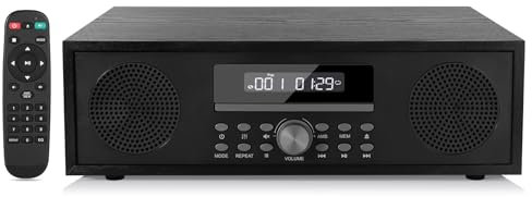 Microcadenas de Musica, Bluetooth Microsistema Compatible con Discos CD MP3, Radio FM, Sistema de Fiesta con Entrada USB AUX, Sistema de Música Reproductor de CD con Salida de Audio