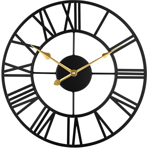 DIYZON Reloj de Pared Decorativo Sala de Estar, Silencioso, de 30 cm, con Superficie Metálica, Ideal para Cocina, dDormitorio y Sala de Estar