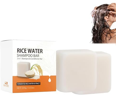 2Pezzi Shampoo Solido Anticaduta,Shampoo Di Riso Anti-Caduta Fortificante,Anti-Hair Loss Rice Shampoo Bar,Stimola La Crescita Dei Capelli Per i Problemi Di Diradamento