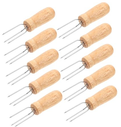 TOYANDONA 10pièces Fourchettes Acier pour avec Poignées Supports pour Épis De Brochettes Et Fruits pour Barbecue Et Pique-