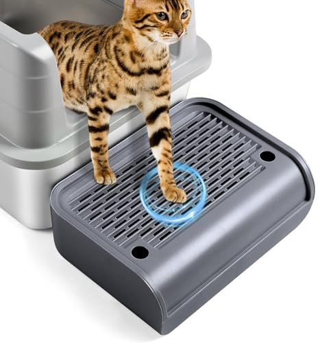 Bartuke Rampe d'escalier en Plastique pour Chat, pédale de Filtre à litière pour Chatons et Vieux Chats, Robot autonettoyant Automatique pour litière de Chat (Gris foncé)