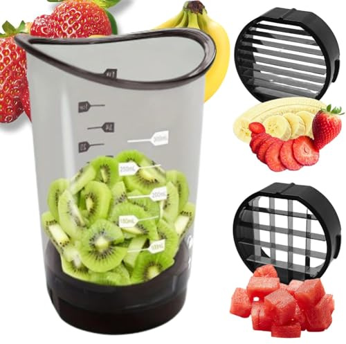 Obstschneiderbecher, Gemüseschneider, Edelstahl Erdbeer Schneider Schneidebecher Vielseitigen Abnehmbarer Präzisions-Küchenhelfer Für Obst, Banane