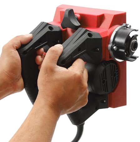 soudesileim 1 300 W elektrisk saneringsfräs med verktygslåda, 1 000 r/min, hyvelbredd 150 mm, justerbart djup 1–4 mm, putsfräs med sugning, betongfräs (svart, röd)