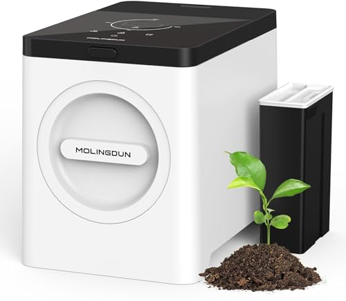 MOLINGDUN 3L Electric Composter for Kitchen, Countertop Compost bin, One Touch Smart Model Handle Kitchen Waste, with Triple Grinding Blade, Carbon Filter, Auto-Cleaning, LED Touch Screen