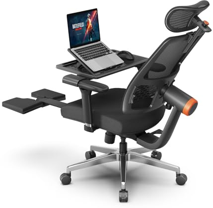 Newtral MAGICH-PRO Sedia Ufficio Ergonomica con Poggiapiedi, Sedia Scrivania Poltrona Bracciolo Poggiatesta Regolabile, Ergonomic Office Chair (MAGICH-PRO con Tavola staccabile, Nero)
