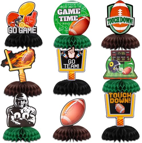 TONIFUL Football Party Decorations,Football Table Honeycomb Centerpieces,Game Time Table Topper Decor, Birthday Party Supplies Party Decorations (9 Pcs)