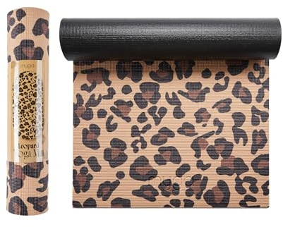 Myga 6mm Printed Yoga Mat - Non-Slip Exercise Mat for Men & Women - Thick & Comfortable for Yoga, Pilates & Meditation - Lightweight & Durable for Home, Gym & Travel - 173cm x 61cm (Leopard)