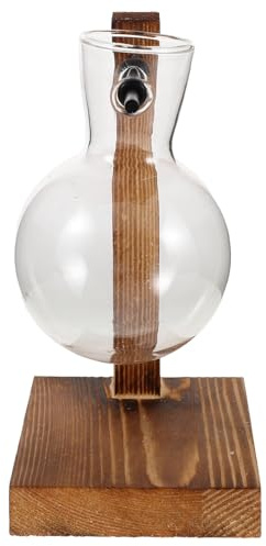 YARNOW Vase Hydroponique Tubulaire en Verre Transparent avec Support en Bois Naturel – Station de Propagation de Plantes D’Intérieur Compacte pour Bureau et Décoration – Récipient