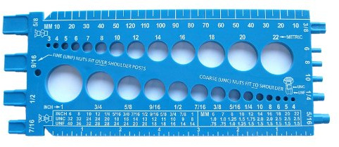 Stainlesstown Nut Bolt Thread Gauge (Blue) - Measures Diameter, Thread Pitch & Length - Fractional #4 to 1 and Metric 3mm to 22mm - Durable 1/4 Thick Hard Plastic