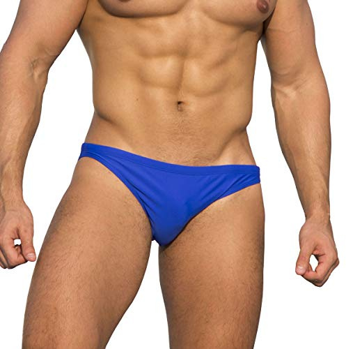 EASEJUICY Men's Swimwear Sexy Bikini Solid Siwmming Briefs (9001Blue, L)