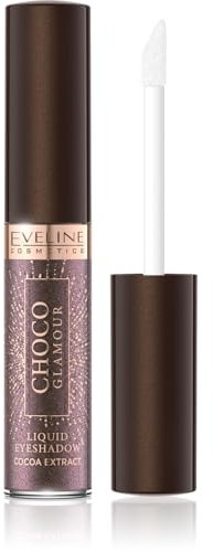 Eveline Cosmetics Choco Glamour Rosa 06, 6,5ml Flüssig-Lidschatten Eyeshadow Stick, Shimmer Cream Eyeshadow Pencil, Smoky Eye Shadow Pen, Waterproof Highlighter for Girls Women Eye Makeup