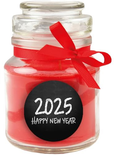 Duftkerze Frohes Neues Jahr im Bonbonglas (mit Deckel), Ideal zu Neujahr, viele Motive zur Auswahl