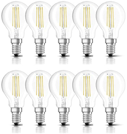 NCC-Licht 10 x LED Filament Leuchtmittel Tropfen 4W = 40W E14 klar 420lm warmweiß 2700K