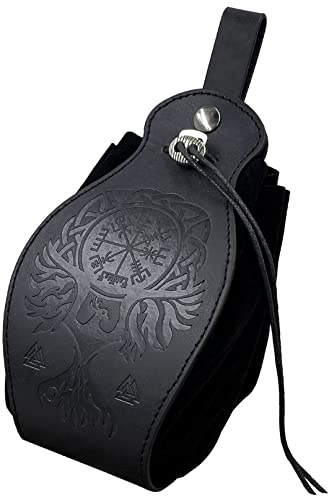 Pochette Médiévale en Faux Cuir, Sac de Ceinture Portable à Cordon de Serrage pour Reconstitution Historique, Taille Vintage pour Bijoux et Pièces de Monnaie (Phénix)