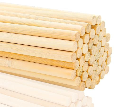 Mbsomnus 50 Stück Holzstäbe zum Basteln 30cmx8mm Bambusstäbe Holzstäbchen Holzstab Rundholz Rundstab Holz für Kindererziehung Bastelmaterial Handgemachte Geschenke Zuckerwatte Stäbe Dekorationen DIY