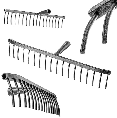 KADAX Râteau de jardin en acier - Râteau de jardin sans manche - Tête de calcul robuste - Râteau pour entretien du jardin - Outil de jardin (rectangulaire 18 dents)
