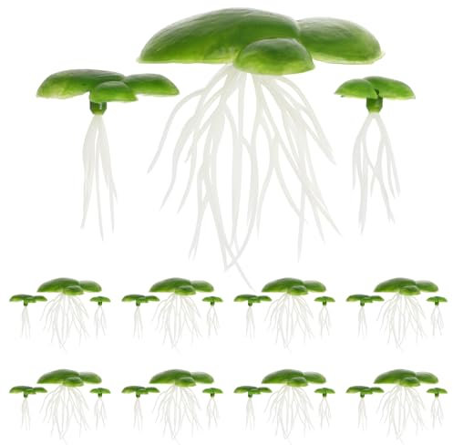 HAPINARY Lot de 2 paquets de plantes de canard artificielles avec racine pour aquarium - 36 plantes aquatiques flottantes pour aquarium naturel - Sans danger pour les poissons