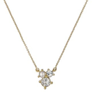 Ted Baker Joyelle Jewel Cluster Pendant Necklace For Women (Gold/Pearl)