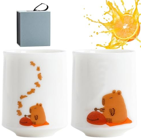 Jlkegfdf Tazas de té de cerámica sin asa, tazas de té en estilo de transición 2 | Juego de tazas de té resistentes y aptas para microondas