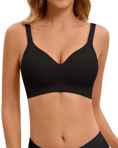 WOWENY Dam-BH utan bygel, push-up, bekväm mjuk bh, justerbar bygellös, bh, mjuk kupa, bh, t-shirt, bh, comfit BH