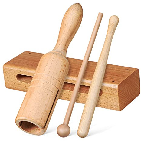 DIKACA 2 Sets Holzblock Percussion Instrumente Mit Schlägeln Handheld Klanghölzer Und Rhythmus Holzblöcke Für Schule Und Bildung Ideal Für Und Anfänger