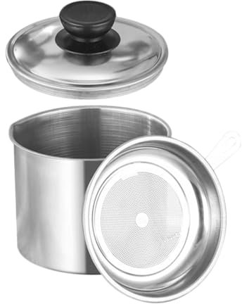 CHICAMPERA L'olio può filtrare il serbatoio distributore di olio da cucina pentola per olio in acciaio inossidabile Contenitore di grasso da cucina barattolo di grasso Argento