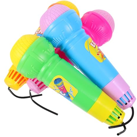 Mikinona 4 pièces Microphone pour Garçon Fille Micro Plastique Accessoire de Chant Simulé pour Jeu et Fête