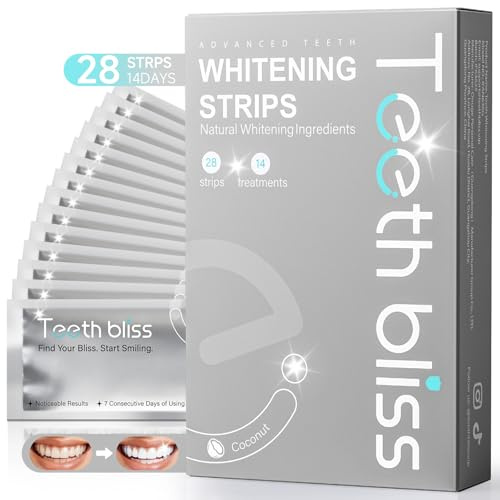 Strisce Sbiancanti Denti Sbiancante Denti: Teethbliss 28 Strisce Sbiancanti, Formula per Riduzione della Sensibilità, Rimuove Macchie Denti a Casa/In Viaggio, Denti Bianchi per Chi Beve Caffè e Fuma