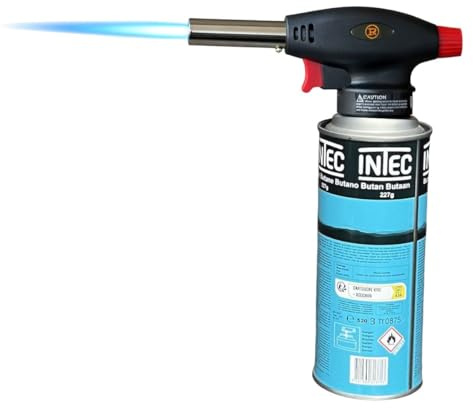 PROWELTEK Gasbrännare, 180 W - 360 °C + butan gaspatron 227gr - kök, automatisk piezo tändning, justerbar flamma