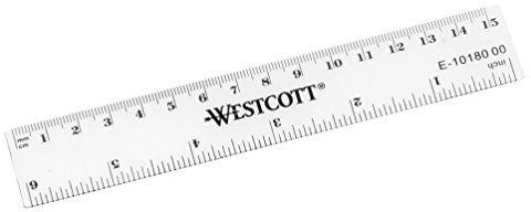 Westcott E-10180 00 Kunststofflineal, Skalierung, 15 cm, 6 Zoll, transparent