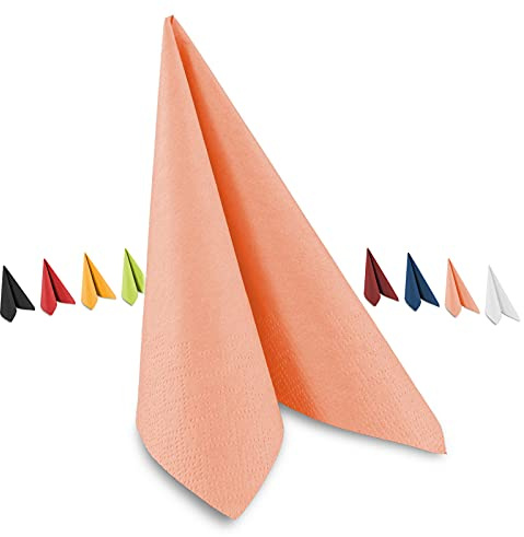 Tafel-Servietten, 3-lagig, 40 x 40 cm, Inhalt 250 St., in unterschiedliche Farben, jeweils abgestimmt auf Einrichtung & Dekoration, für Gastronomie & Zuhause, apricot