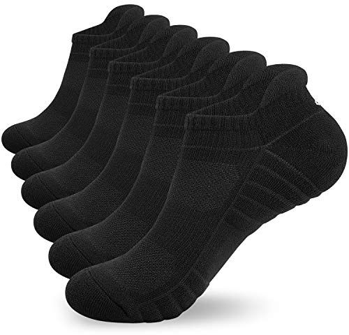 Benirap Trainer Socks Men Women, 6 Pairs Anti Blister Ankle Socks Cushioned Running Socks Breathable Cotton Socks for Waking Hiking Cycling Sports Work