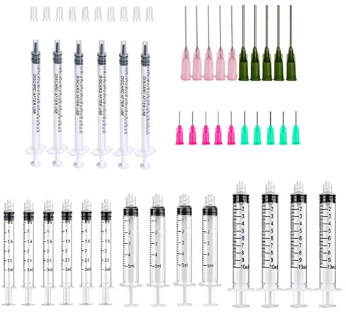 Set med dispenserings-/applikatorflaskor/sprutor, dispenseringssprutor på 1/3/5/10 ml med dispenseringsnålar och lock för gör-det-själv-quilling, akrylmålning, oljeflaska, hantverk, konstverkshobbyer