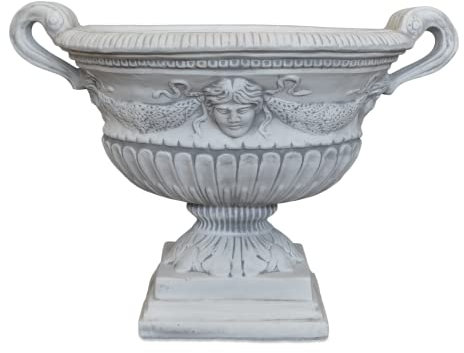 gartendekoparadies.de Pflanzschale im Barock-Stil Pflanzgefäß aus Steinguss, H. 54 cm, 34 Liter, 59 kg, Grau, frostsicher für Außenbereich