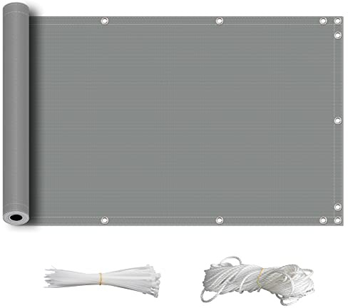ZQXFZ Balcony Privacy Screen Cover 60x400cm 160g/㎡Oxford Cloth Anti-Uv Rope + Tie Easy To Install Privacy Screen -Gray.