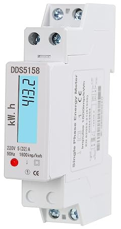 DeWin Compteurs Energie, Compteur d'énergie kWh Monophasé Compteur Electrique Consommation Numérique LCD avec Rétro-éclairage 1P 5(32) A 220V